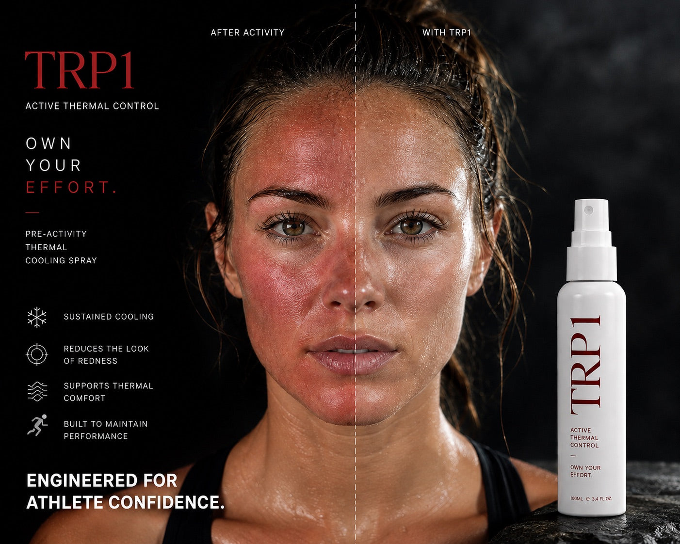 Before and after using TRP1 Active Thermal Control spray during activity